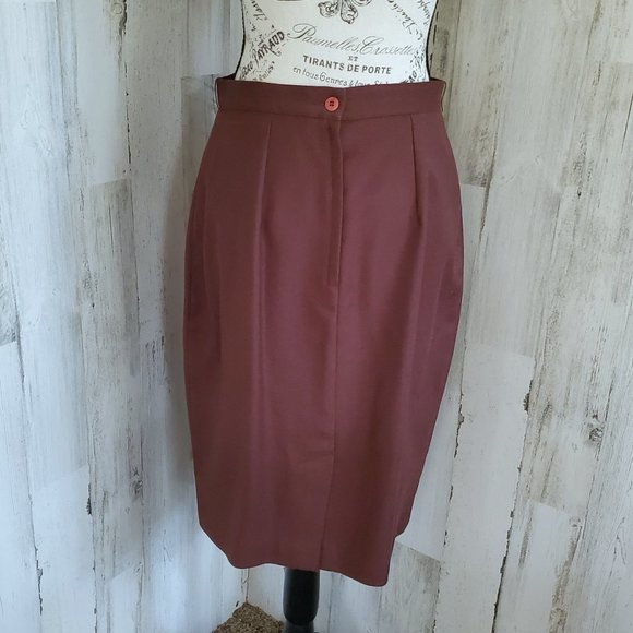 VINTAGE CLICHY WOOL PENCIL SKIRT - Picture 4 of 5